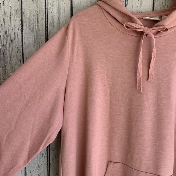 LOGO by LORI GOLDSTEIN French Terry Hoodie With Chiffon Trim Size 1X Pullover - Picture 3 of 13